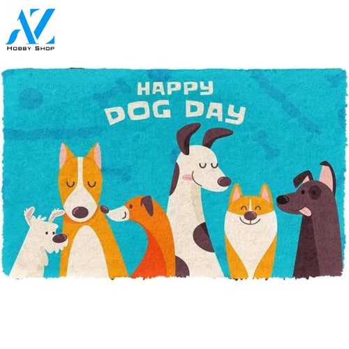 Gearhumans Happy Dog Day Custom Funny Doormat Welcome Mat House Warming Gift Home Decor Funny Doormat Gift Idea