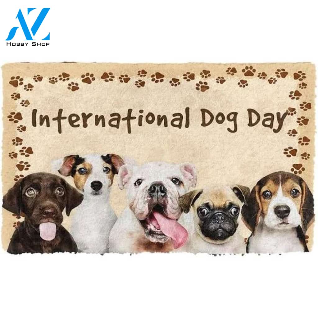 Gearhumans International Dog Day Indoor and Outdoor Doormat Warm House Gift Welcome Mat Gift for Friend Family