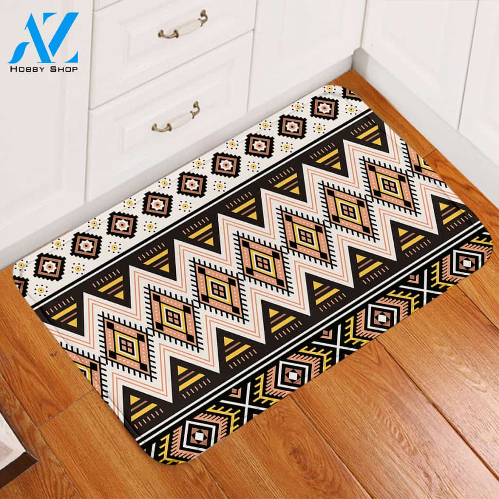 Geometric Decoration Brown Door Mat