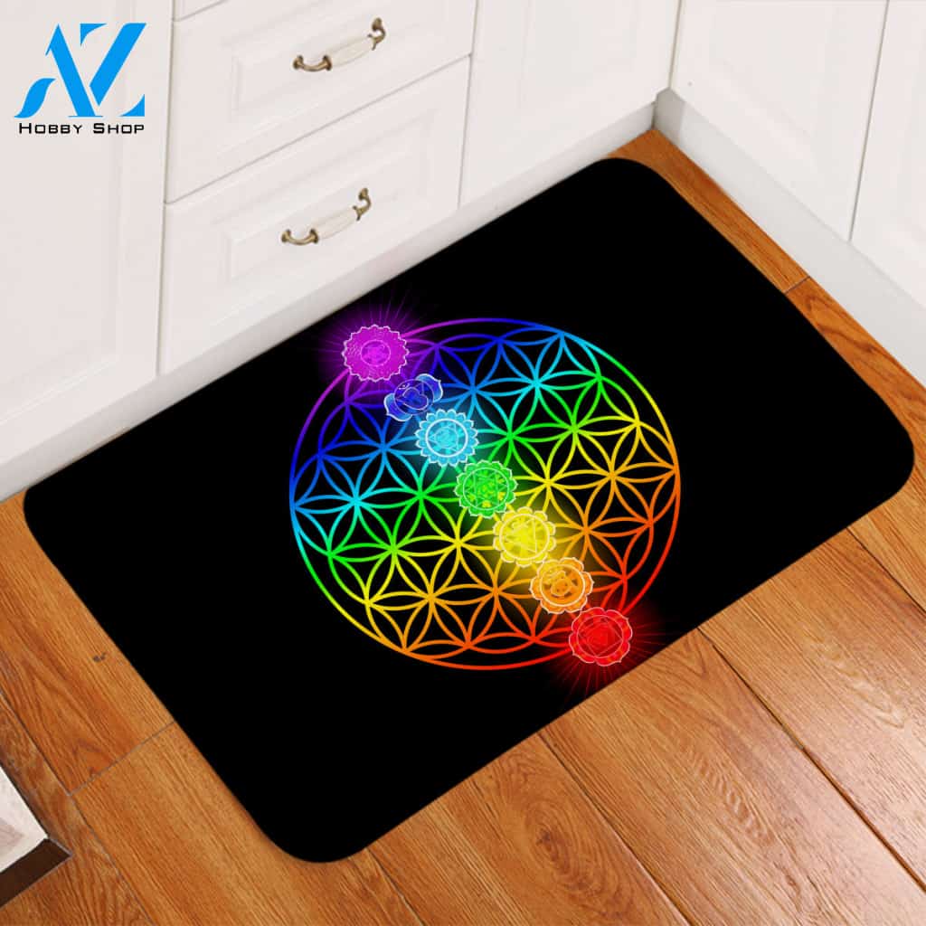 Geometric Rainbow Chakra Door Mat