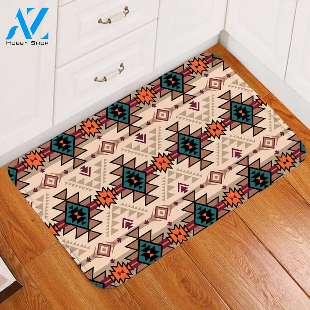 Geometric Shapes Tan Door Mat