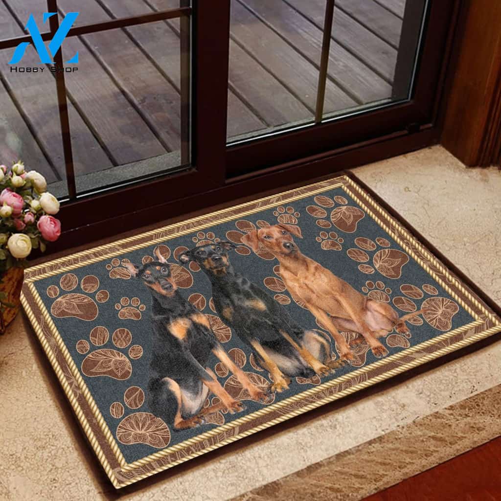 German Pinscher Flower Paw - Dog Doormat Welcome Mat House Warming Gift Home Decor Gift for Dog Lovers Funny Doormat Gift Idea