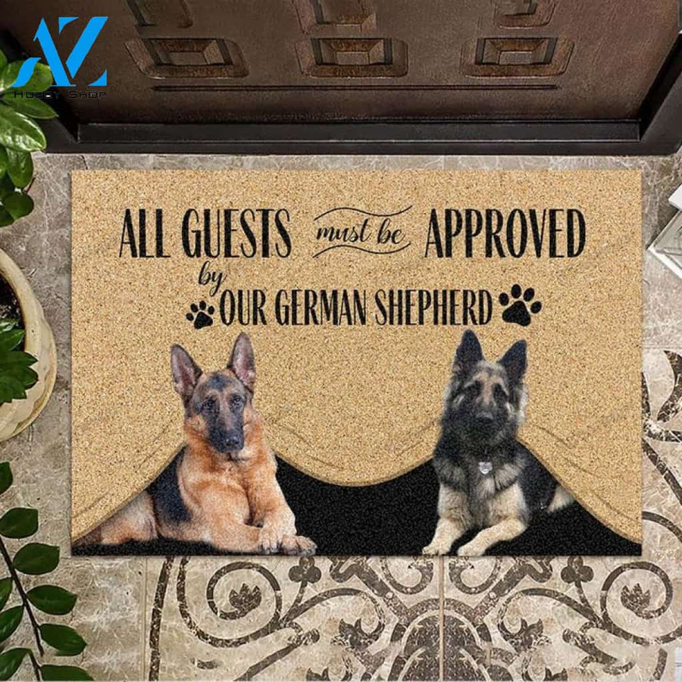 GERMAN SHEPHERD 2 ALL GUEST MUST BE APPROVED DOORMAT Indoor And Outdoor Doormat Warm House Gift Welcome Mat Home Decor Gift For German Shepherd Lover Xmas