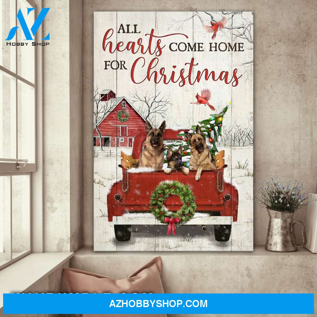 German Shepherd - All hearts come home for Christmas - Portrait Canvas Prints, Wall Art