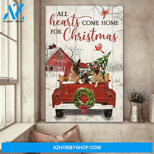 German Shepherd - All hearts come home for Christmas - Portrait Canvas Prints, Wall Art