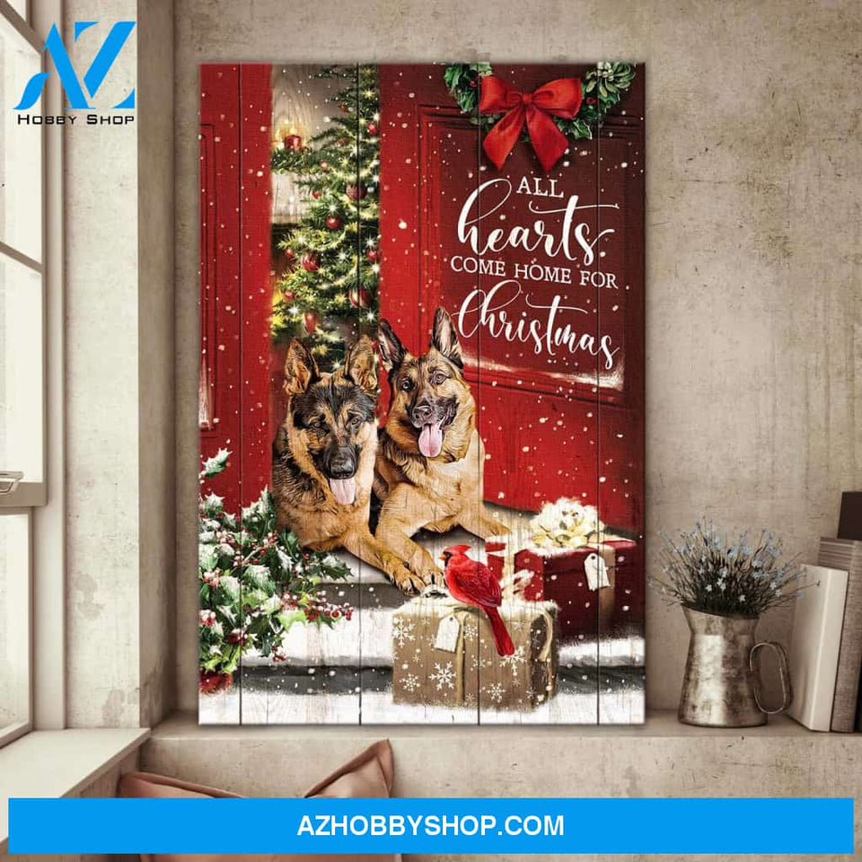 German shepherd - All hearts come home for Christmas - Christmas Portrait Canvas Prints, Wall Art
