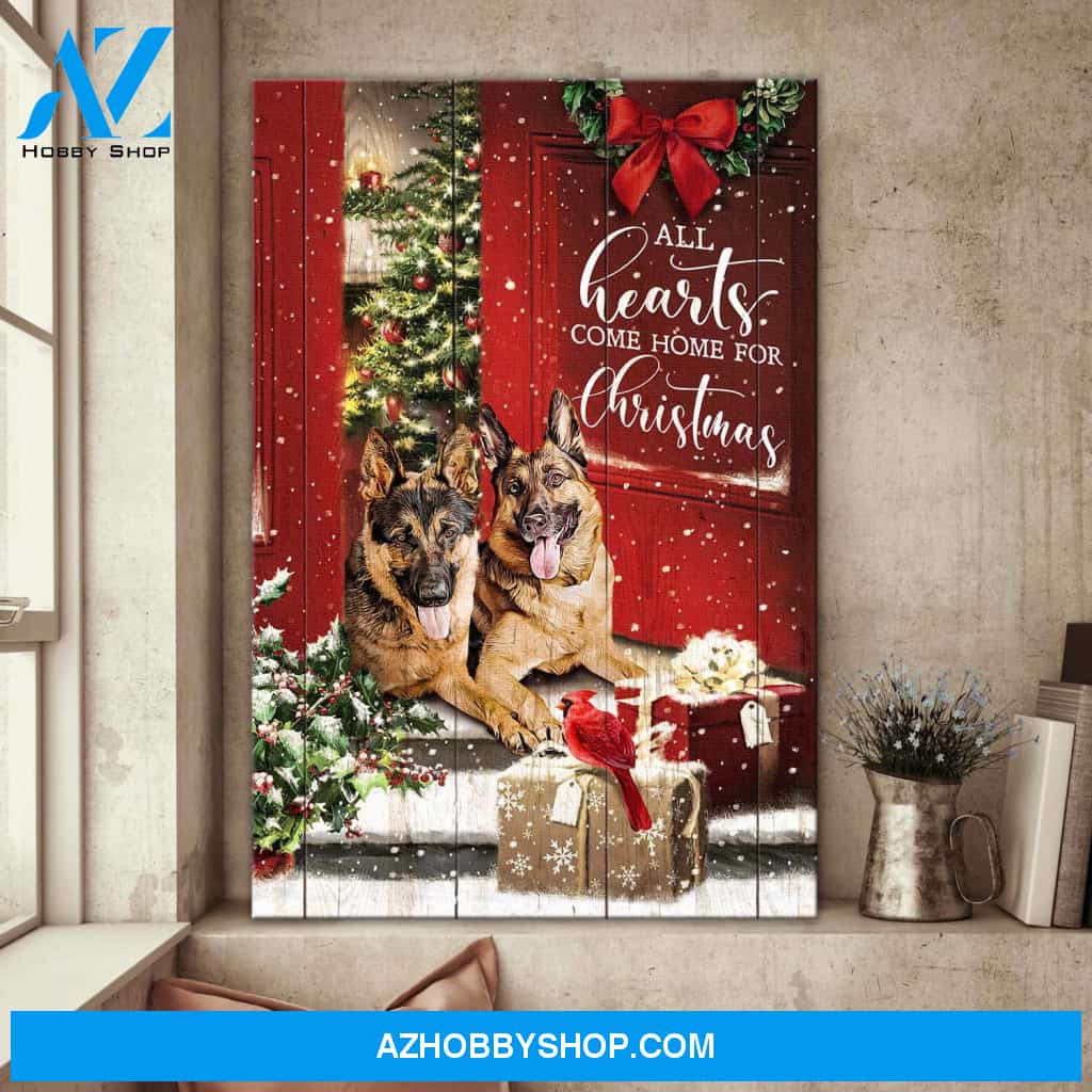 German shepherd - All hearts come home for Christmas - Christmas Portrait Canvas Prints, Wall Art
