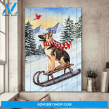 German shepherd and cardinal - Dog skiing Portrait Canvas Prints, Wall Art
