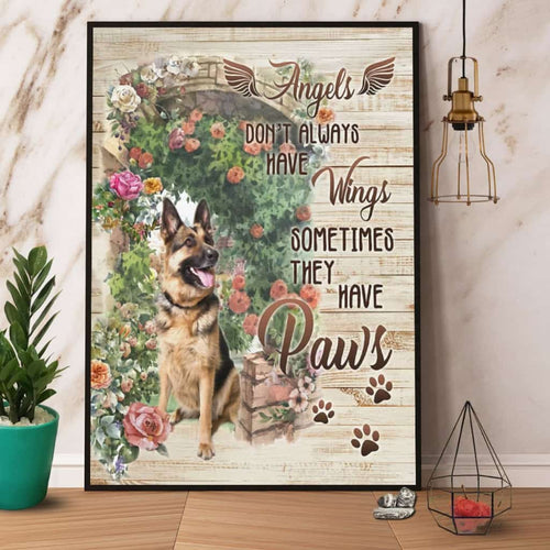German Shepherd Angles Don'T Always Have Wings Paper Poster No Frame Matte Canvas Wall Decor