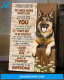 German Shepherd - Believe in yourself and remember to be awesome - Dog Portrait Canvas Prints, Wall Art