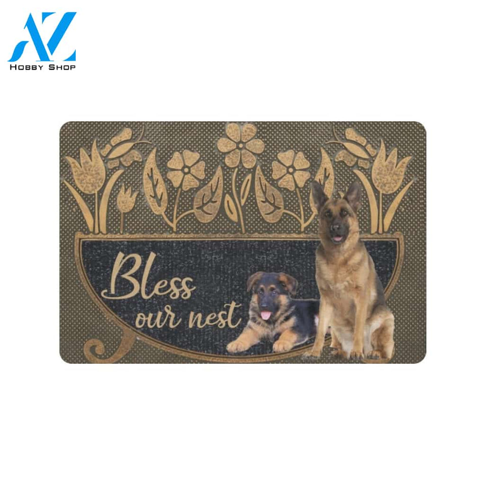 German Shepherd Bless Our Nest Doormat Indoor And Outdoor Mat Entrance Rug Sweet Home Decor Housewarming Gift Gift For Friend Family Stem Feminist