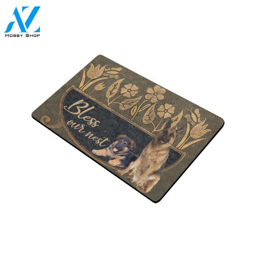 German Shepherd Bless Our Nest Doormat Indoor And Outdoor Mat Entrance Rug Sweet Home Decor Housewarming Gift Gift For Friend Family Stem Feminist