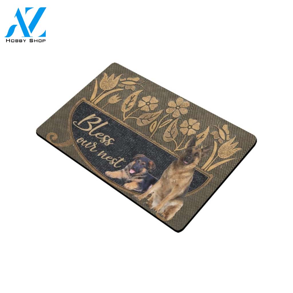 German Shepherd Bless Our Nest Doormat Indoor And Outdoor Mat Entrance Rug Sweet Home Decor Housewarming Gift Gift For Friend Family Stem Feminist
