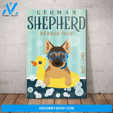 German Shepherd Bubble Soap Canvas Wall Art, Wall Decor Visual Art