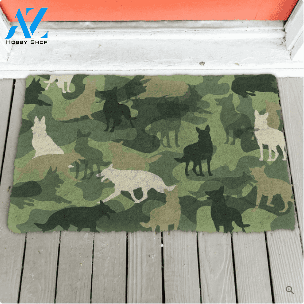 German Shepherd Camo Funny Indoor And Outdoor Doormat Warm House Gift Welcome Mat Birthday Gift For Dog Lovers