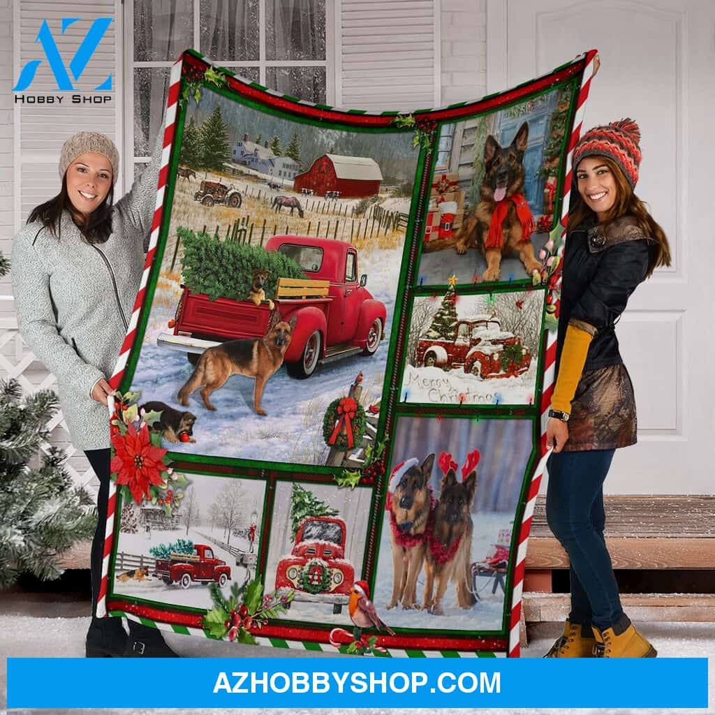 German Shepherd Christmas Fleece Blanket