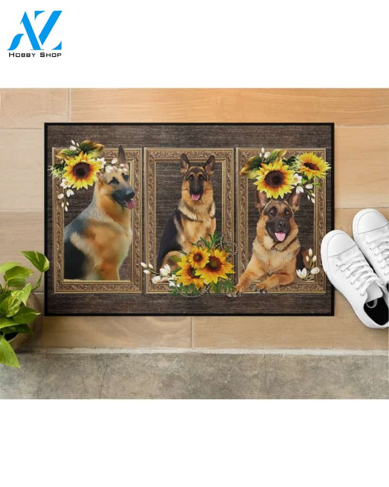 German Shepherd Dog And Sunflowers Doormat Welcome Mat Housewarming Gift Home Decor Funny Doormat Best Gift Idea For Dog Lovers Gift For Friend