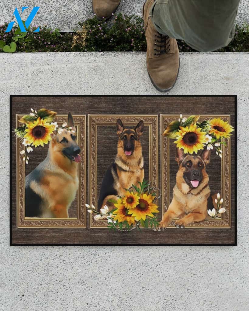 German Shepherd Dog And Sunflowers Doormat Welcome Mat Housewarming Gift Home Decor Funny Doormat Best Gift Idea For Dog Lovers Gift For Friend