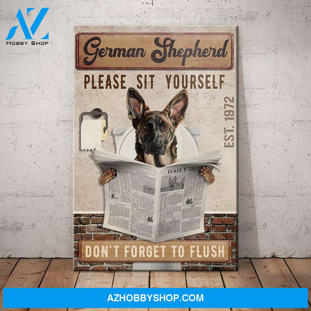German Shepherd Dog Bath Soap Company Canvas Wall Art, Wall Decor Visual Art