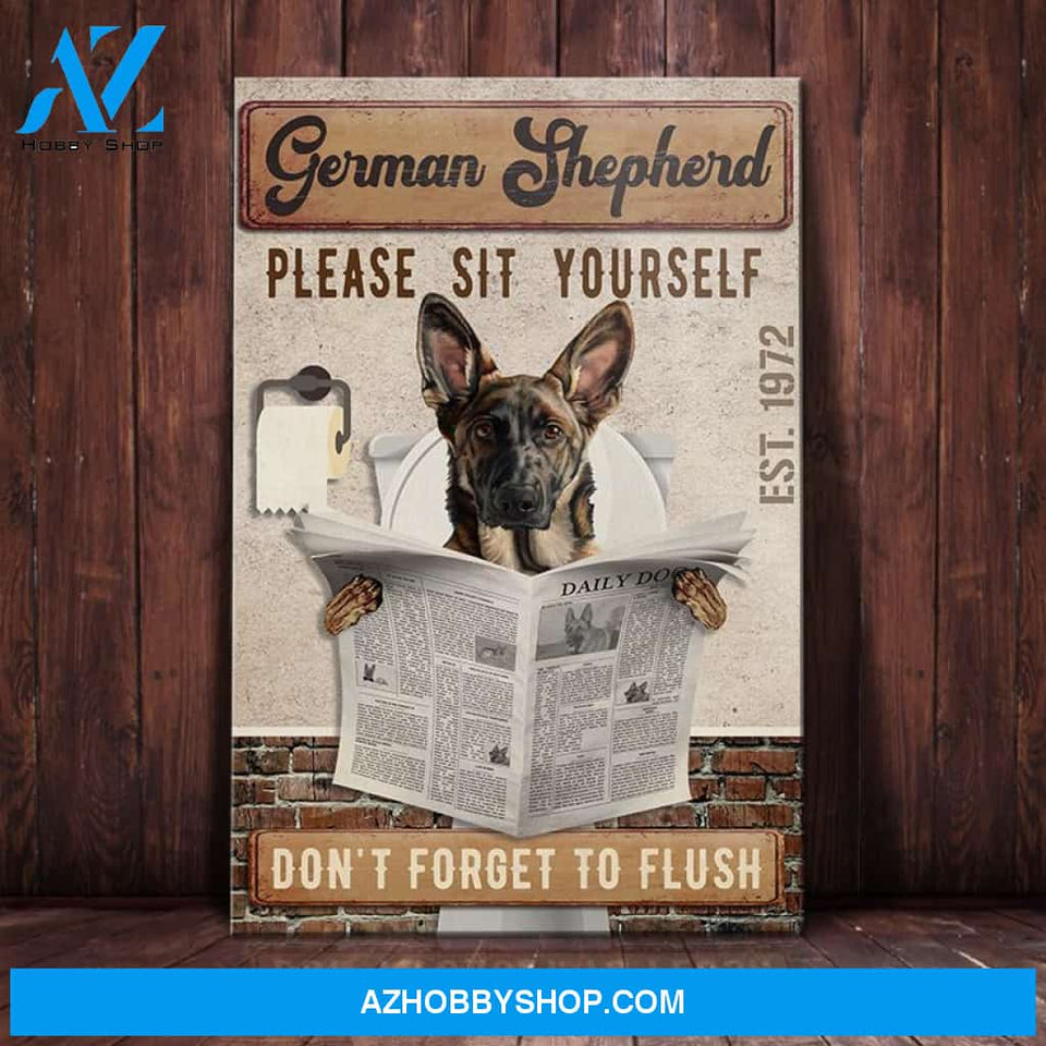 German Shepherd Dog Bath Soap Company Canvas Wall Art, Wall Decor Visual Art