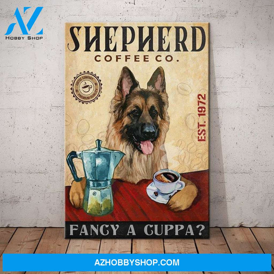 German Shepherd Dog Coffee Company Canvas Wall Art, Wall Decor Visual Art