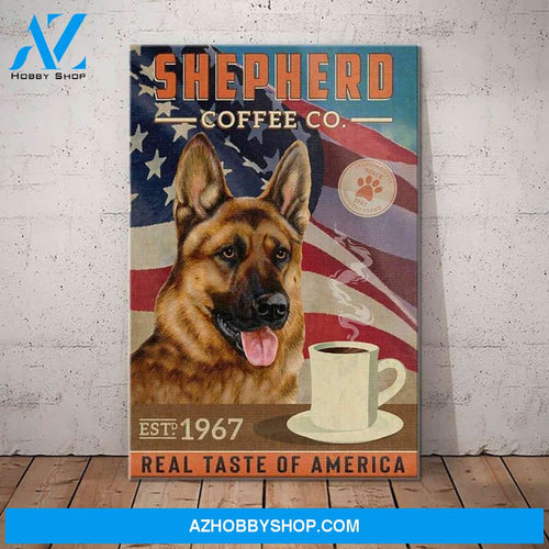 German Shepherd Dog Coffee Company Canvas Wall Art, Wall Decor Visual Art