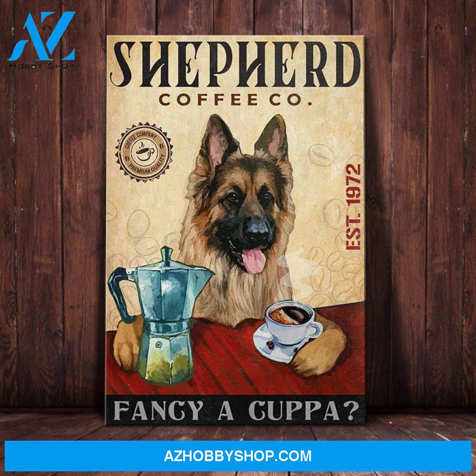 German Shepherd Dog Coffee Company Canvas Wall Art, Wall Decor Visual Art