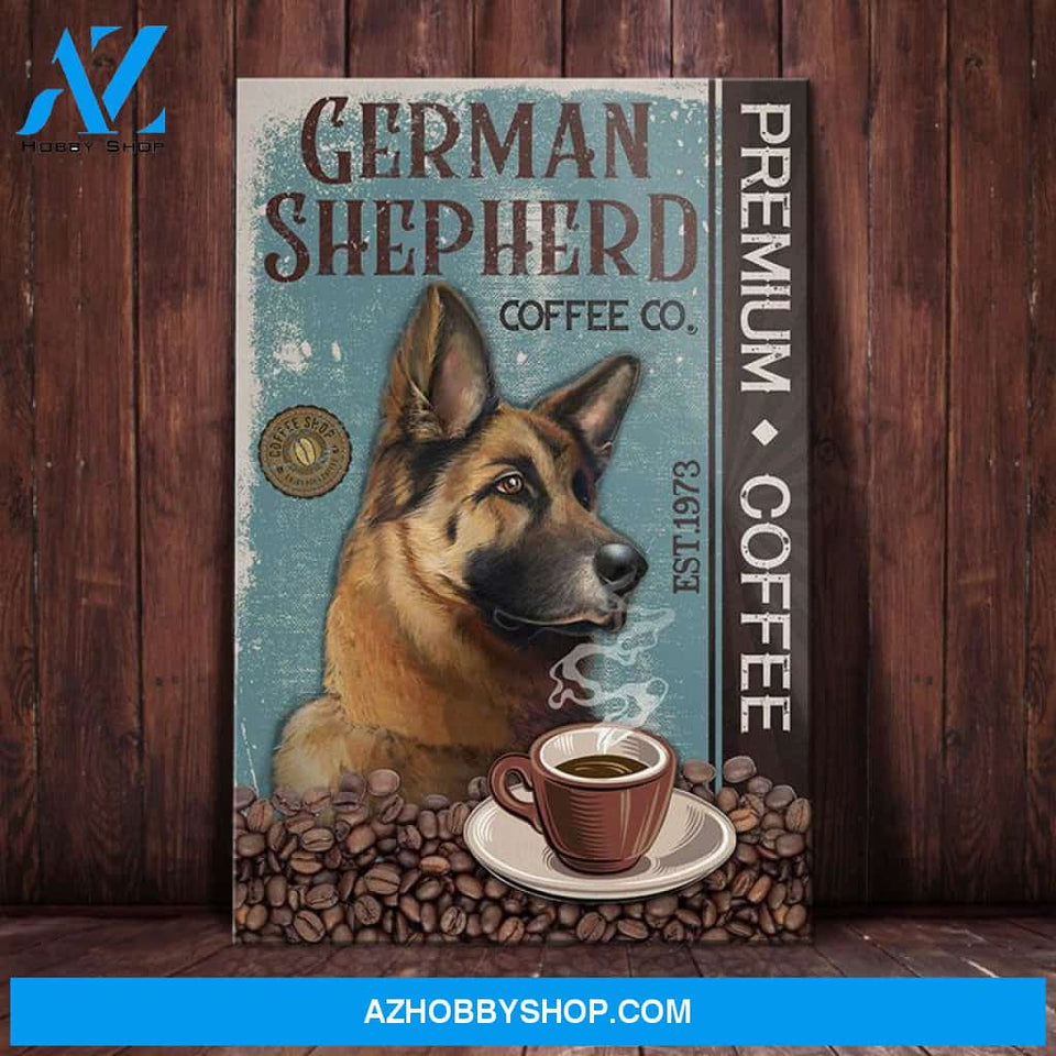 German Shepherd Dog Coffee Company Canvas Wall Art, Wall Decor Visual Art