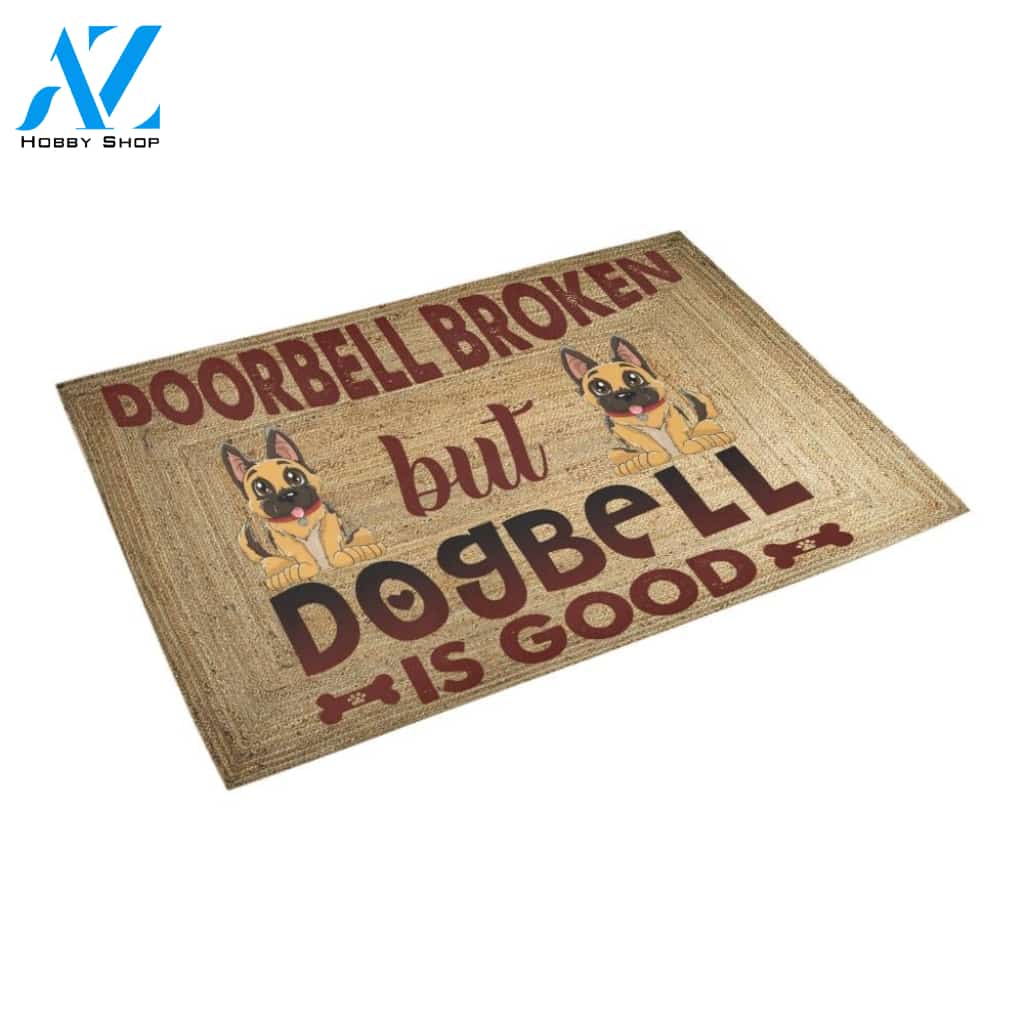 German Shepherd Doorbell Broken But Dogbell Is Good Doormat Indoor And Outdoor Mat Entrance Rug Sweet Home Decor Housewarming Gift Gift For Friend Family Stem Feminist