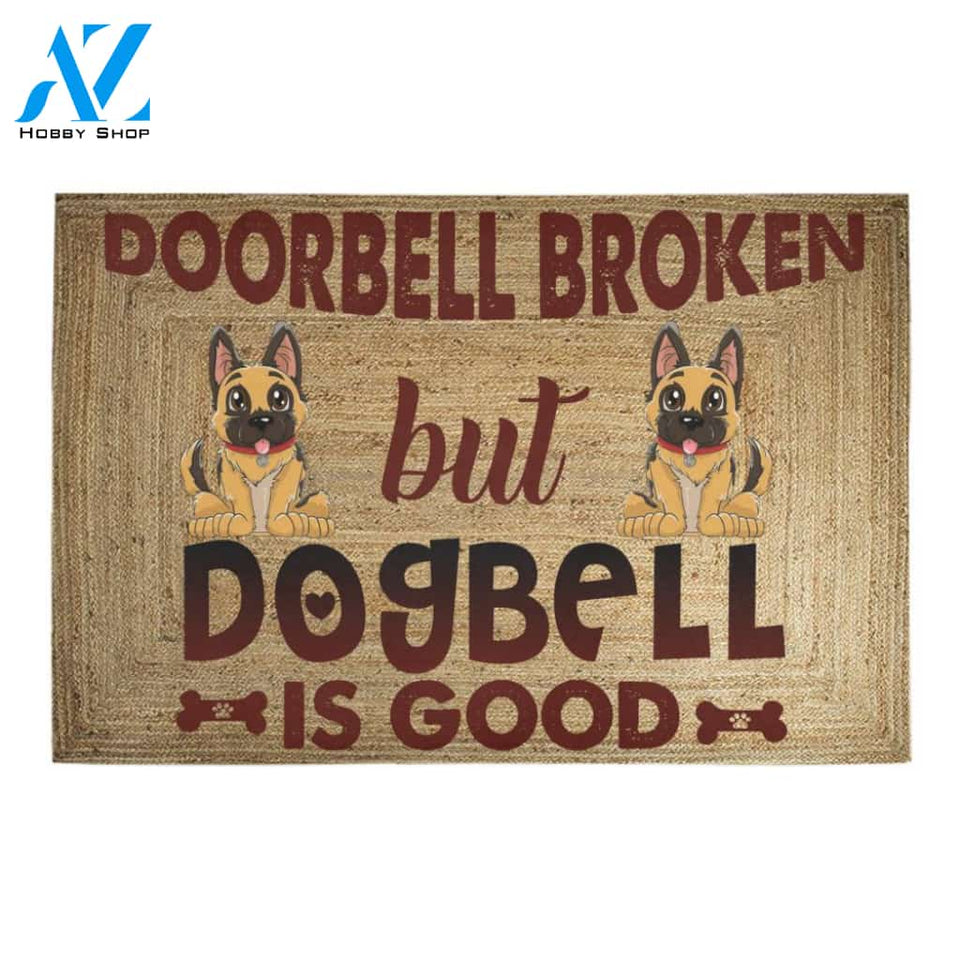 German Shepherd Doorbell Broken But Dogbell Is Good Doormat Indoor And Outdoor Mat Entrance Rug Sweet Home Decor Housewarming Gift Gift For Friend Family Stem Feminist