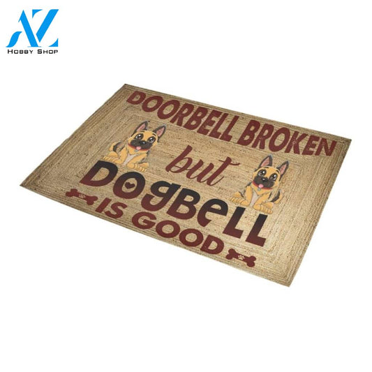 German Shepherd Doorbell Broken But Dogbell Is Good Doormat Indoor And Outdoor Mat Entrance Rug Sweet Home Decor Housewarming Gift Gift For Friend Family Stem Feminist