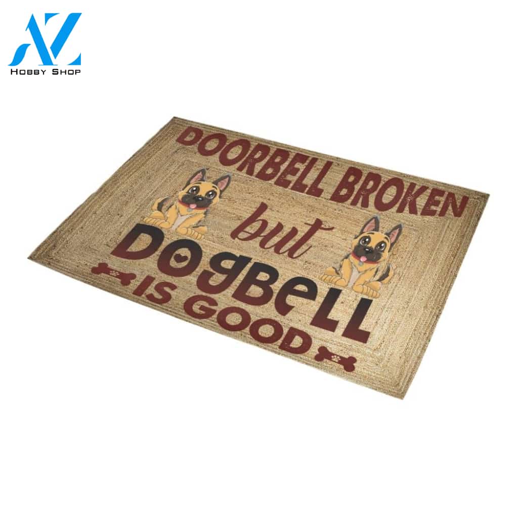 German Shepherd Doorbell Broken But Dogbell Is Good Doormat Indoor And Outdoor Mat Entrance Rug Sweet Home Decor Housewarming Gift Gift For Friend Family Stem Feminist