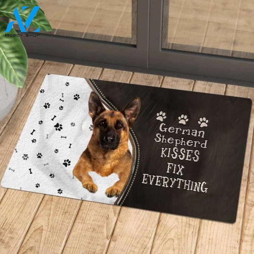 German Shepherd Doormat, Kisses Fix Everything Doormat, Dog Welcome Mat, Funny Welcome Mats for Dogs Lovers