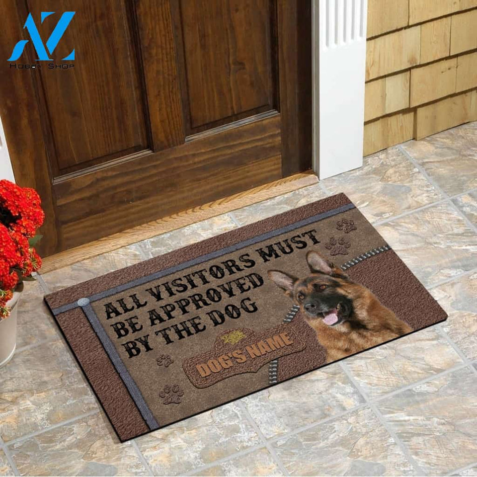 German Shepherd Doormat, Cute Dog Doormat Personalized Dog's Name Gift For German Shepherd Lover Chipteeamz - TNN372