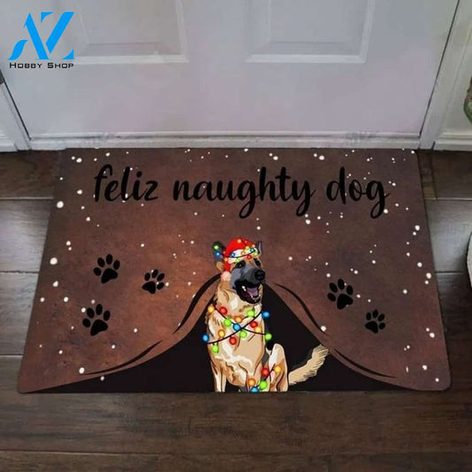 German Shepherd Feliz Naughty Dog Doormat Christmas Home Decor Doormat Funny Welcome Mat Housewarming Home Decor Funny Doormat Gift For Friend