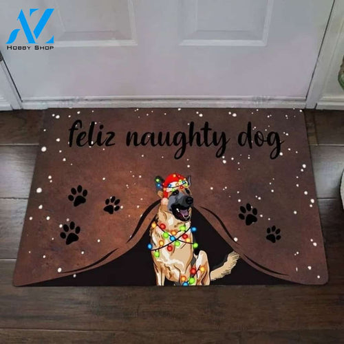 German Shepherd Feliz Naughty Dog Doormat Christmas Home Decor Doormat Funny Welcome Mat Housewarming Home Decor Funny Doormat Gift For Friend