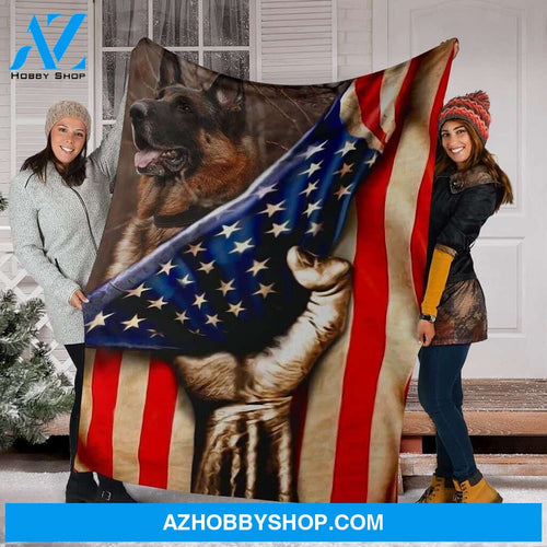 German Shepherd Flag Fleece Blanket