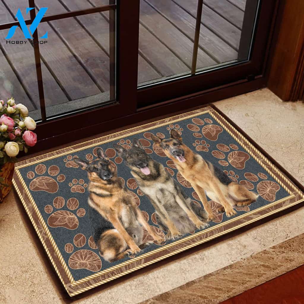German Shepherd Flower Paw - Dog Doormat | Welcome Mat | House Warming Gift