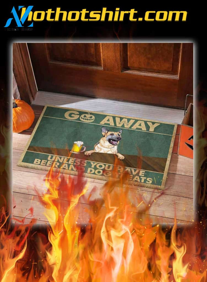 German shepherd go away unless you have beer and dog treats doormat