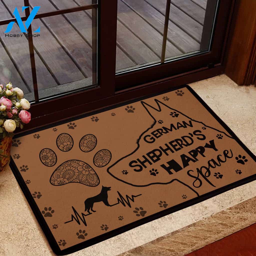 German Shepherd Happy Space Funny Indoor And Outdoor Doormat Warm House Gift Welcome Mat Funny Birthday Gift For Dog Lovers