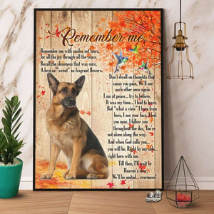 German Shepherd & Hummingbird Remember Me Paper Poster No Frame Matte Canvas Wall Decor