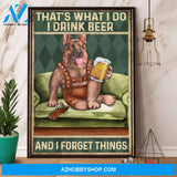 German Shepherd I Drink Beer And I Forget Things Canvas And Poster, Wall Decor Visual Art