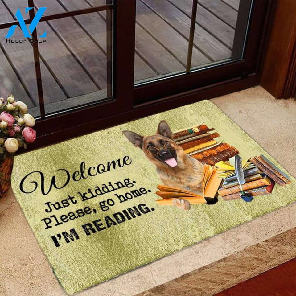 German Shepherd I'm Reading Dog Doormat