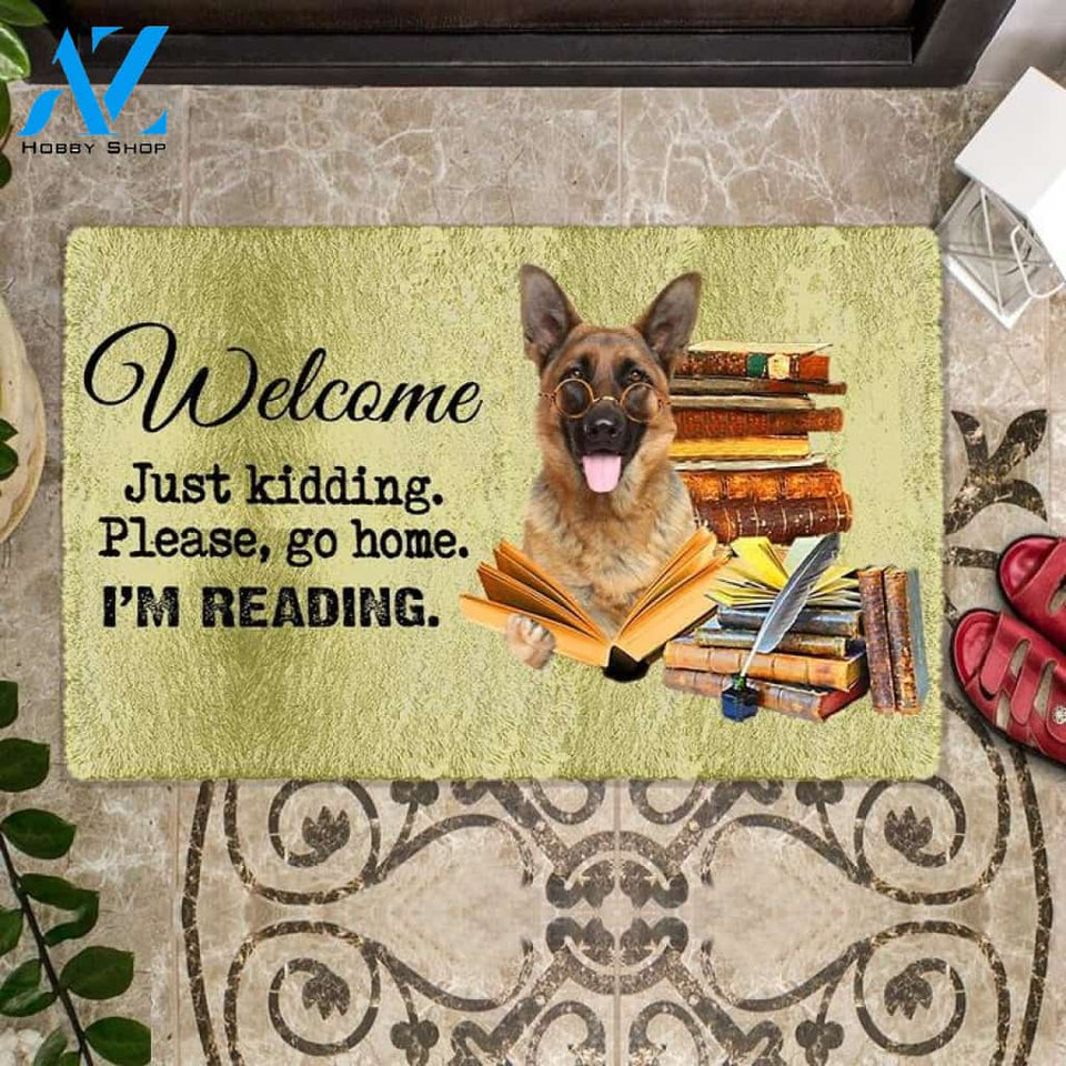 German Shepherd I'm Reading Dog Doormat