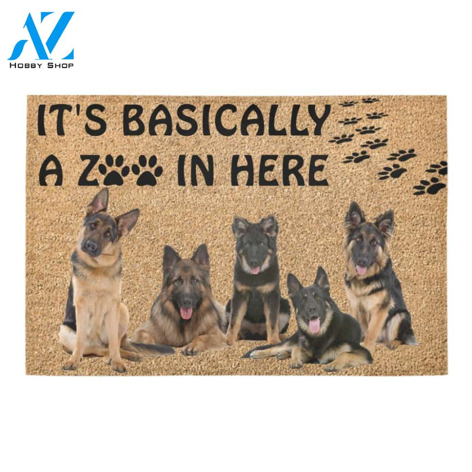 German Shepherd It's Basically A Zoo Doormat Indoor And Outdoor Mat Entrance Rug Sweet Home Decor Housewarming Gift Gift For Friend Family Stem Feminist