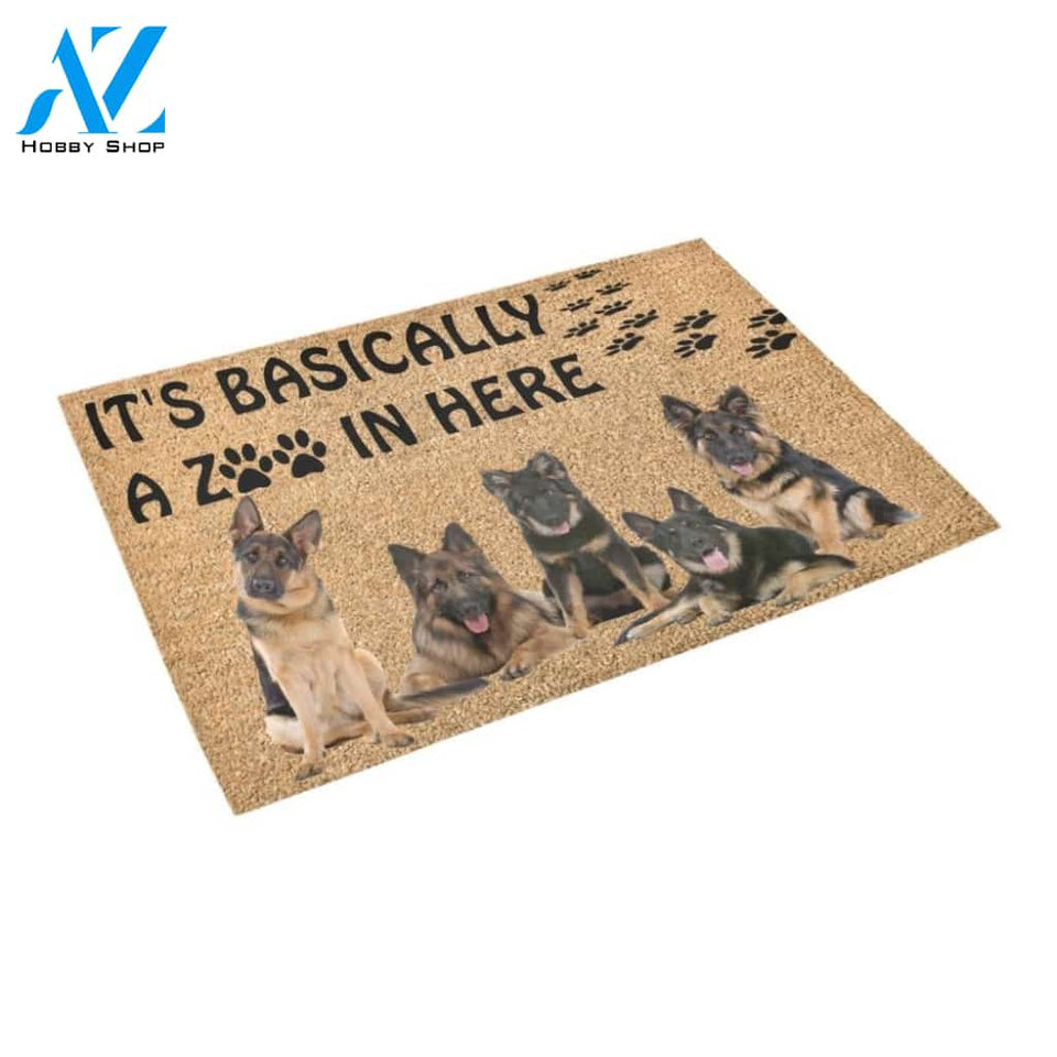 German Shepherd It's Basically A Zoo Doormat Indoor And Outdoor Mat Entrance Rug Sweet Home Decor Housewarming Gift Gift For Friend Family Stem Feminist