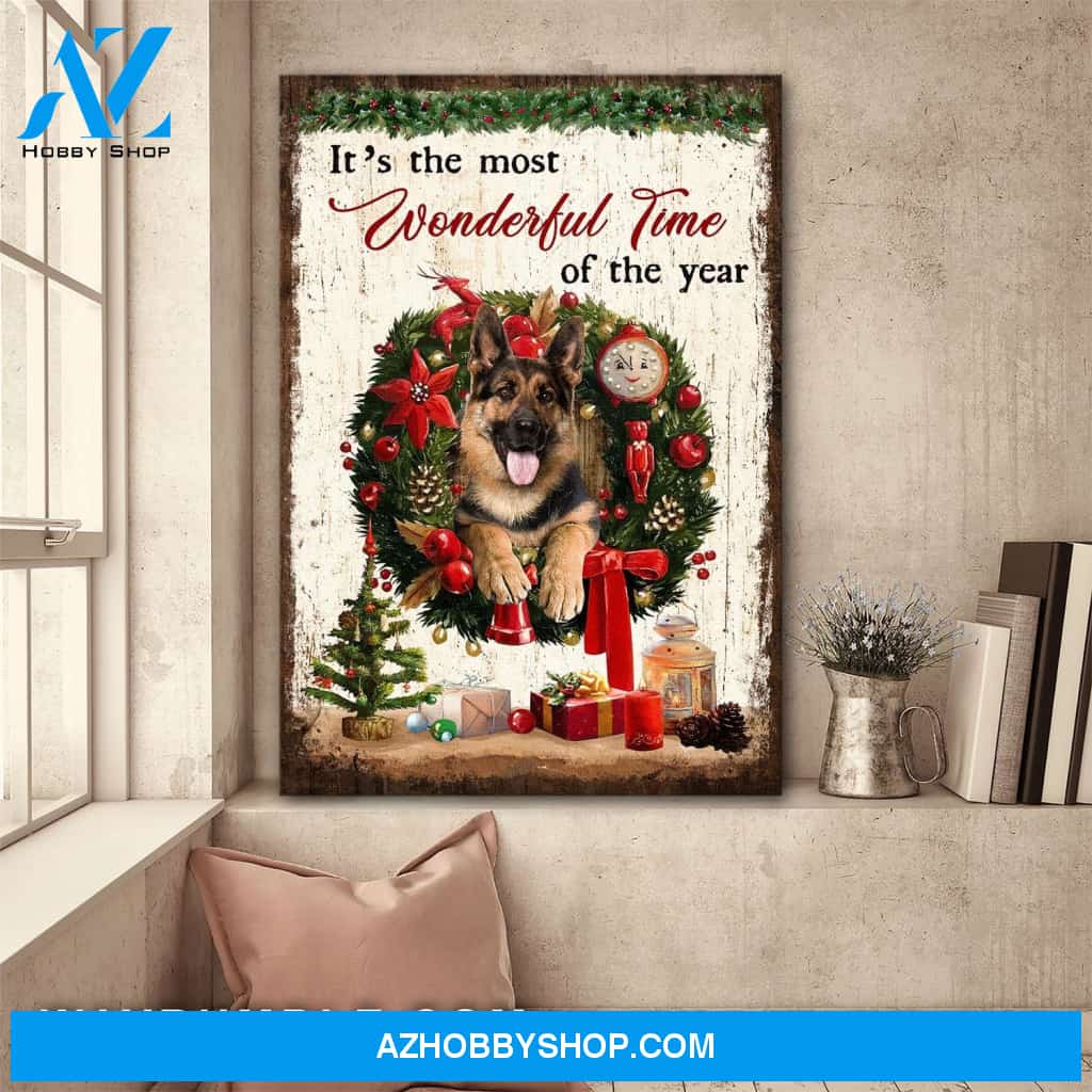 German Shepherd - It's the most wonderful time of the year Dog Portrait Canvas Prints, Wall Art