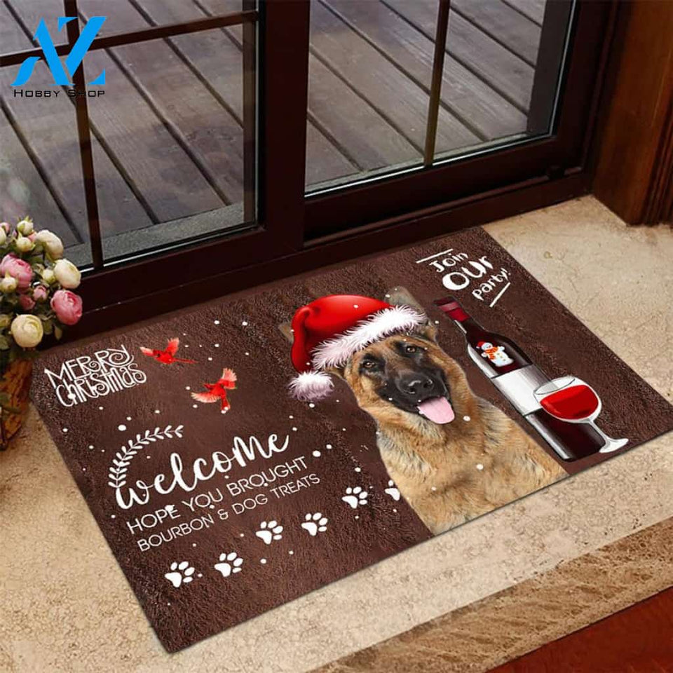 German Shepherd Join Our Party Christmas Doormat
