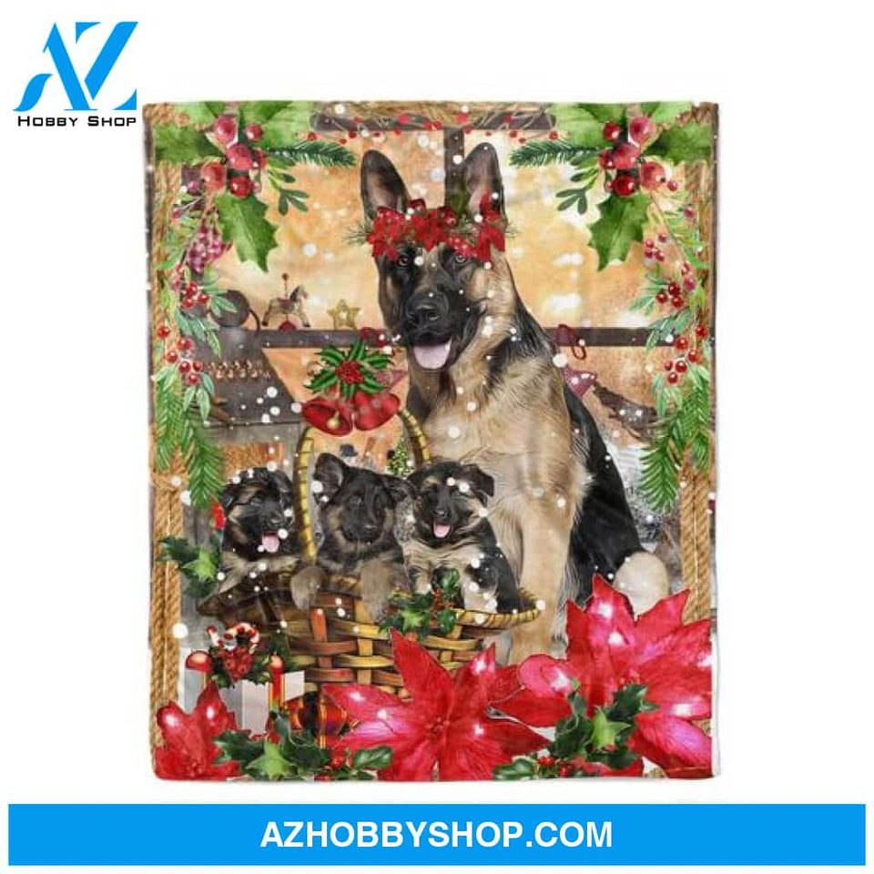 German Shepherd Merry Christmas Cute Blanket Gift for Dog Lovers Birthday Gift Home Decor Bedding Couch Sofa Soft and Comfy Cozy
