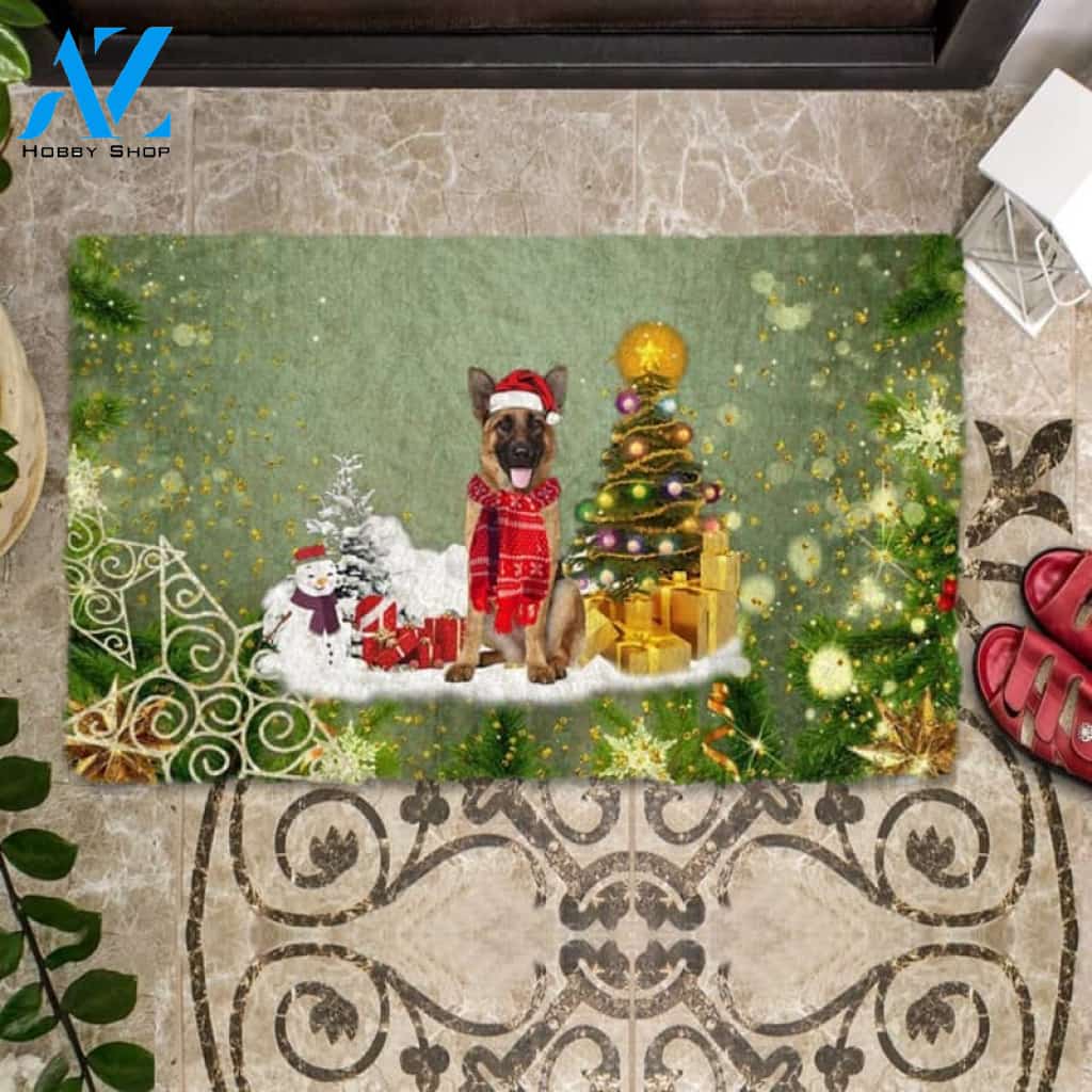 German Shepherd Merry Christmas Doormat